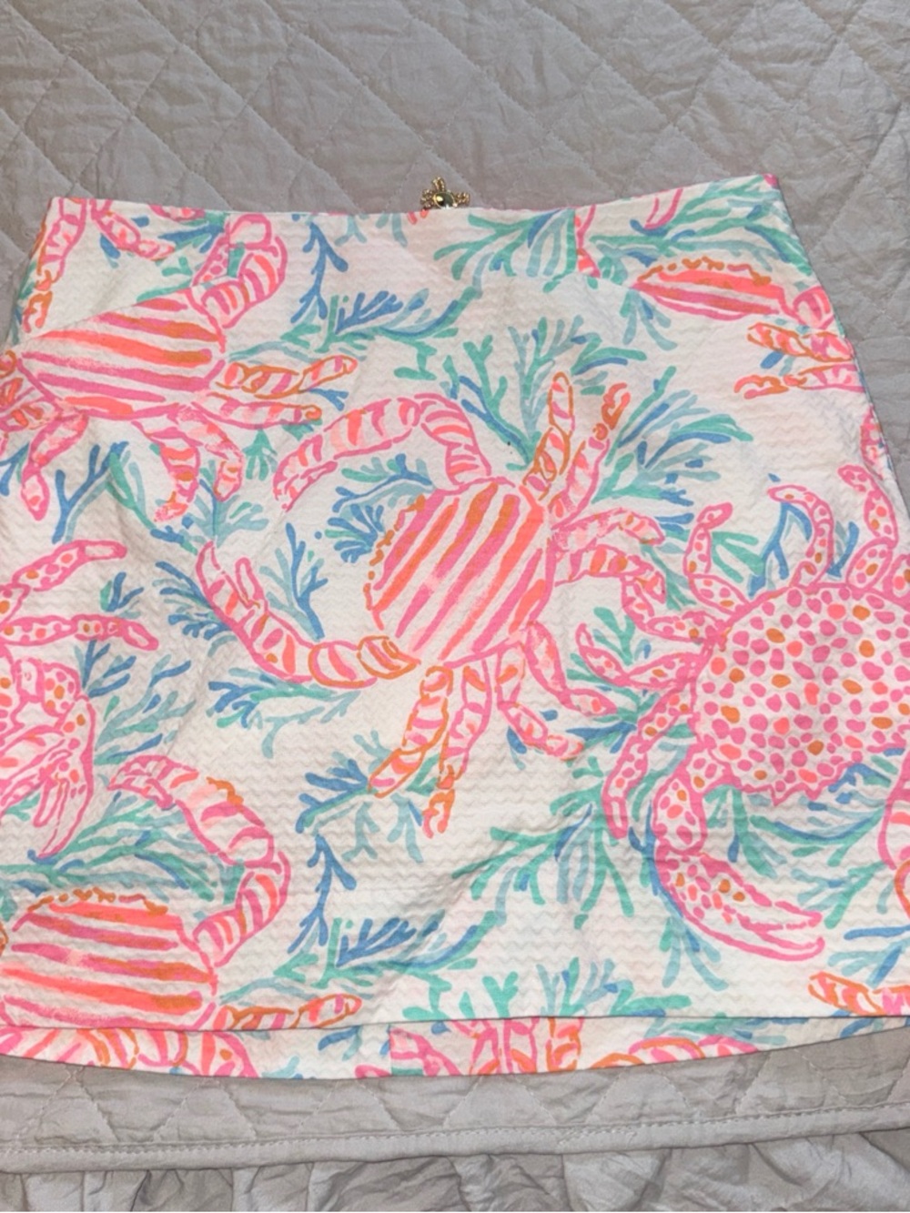 Lilly Pulitzer Multicolor Coral, Pink & Aqua Print Crab Mini Skirt